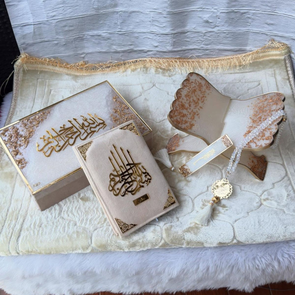 Handmade Resin Quran Box Set – Elegant &amp; Complete Islamic Gift Set