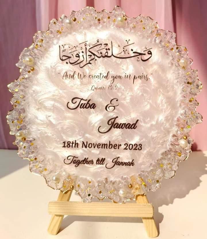 Handmade Resin Trays – Elegant Keepsake for Nikkah, Engagement &amp; Anniversaries