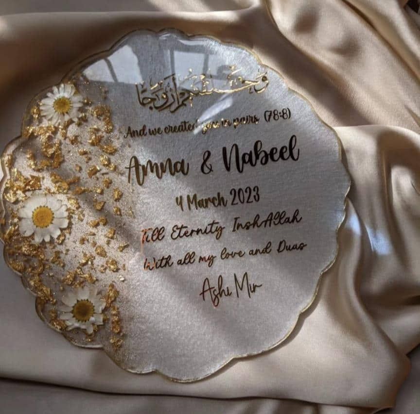 Handmade Resin Trays – Elegant Keepsake for Nikkah, Engagement &amp; Anniversaries