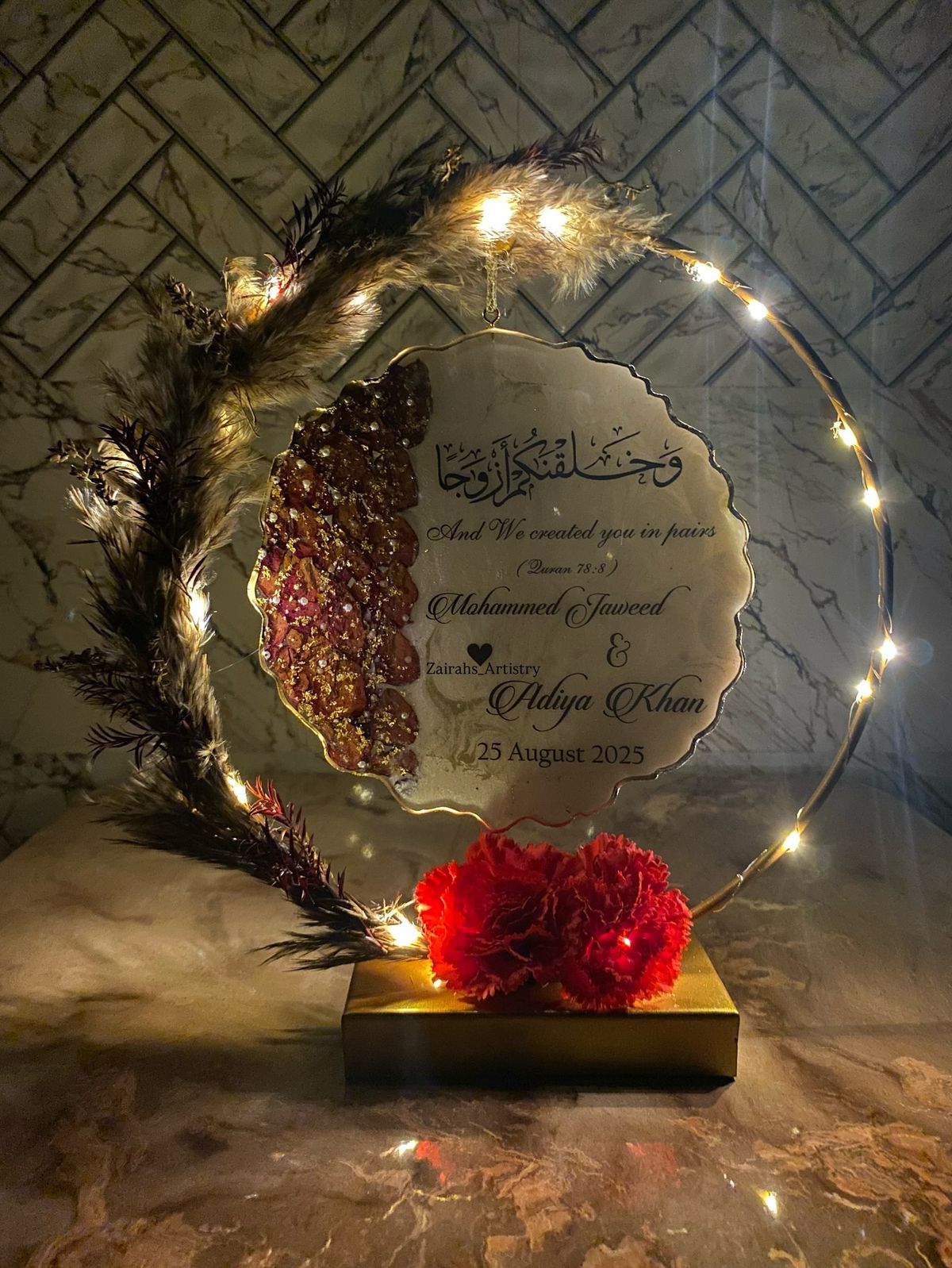 Handmade Resin Trays – Elegant Keepsake for Nikkah, Engagement &amp; Anniversaries