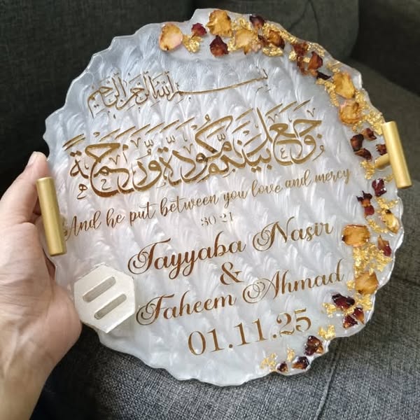 Handmade Resin Trays – Elegant Keepsake for Nikkah, Engagement &amp; Anniversaries