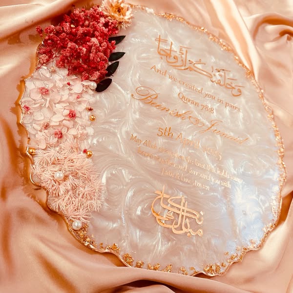 Handmade Resin Trays – Elegant Keepsake for Nikkah, Engagement &amp; Anniversaries