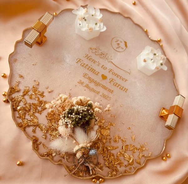 Handmade Resin Trays – Elegant Keepsake for Nikkah, Engagement &amp; Anniversaries