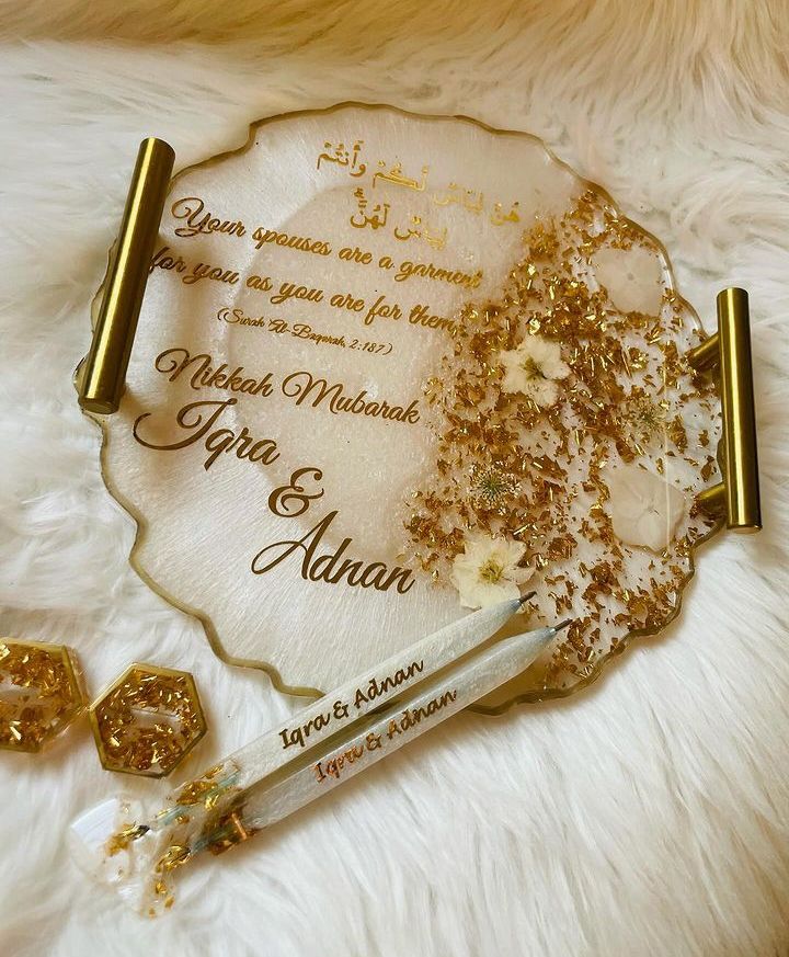 Handmade Resin Trays – Elegant Keepsake for Nikkah, Engagement &amp; Anniversaries