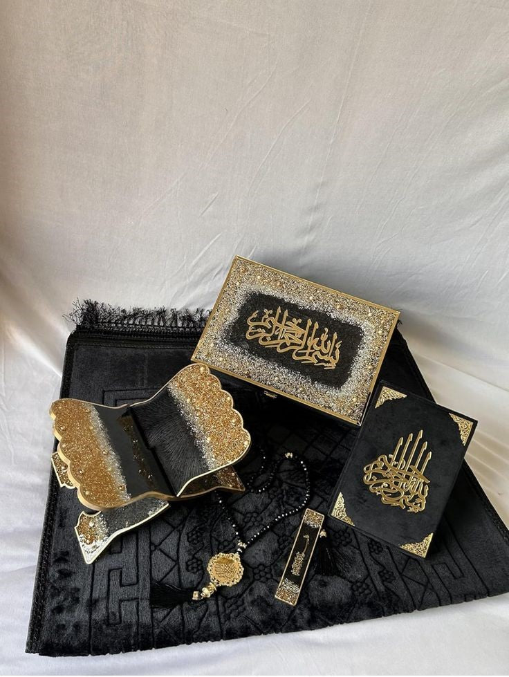 Handmade Resin Quran Box Set – Elegant &amp; Complete Islamic Gift Set