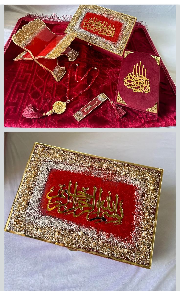 Handmade Resin Quran Box Set – Elegant &amp; Complete Islamic Gift Set