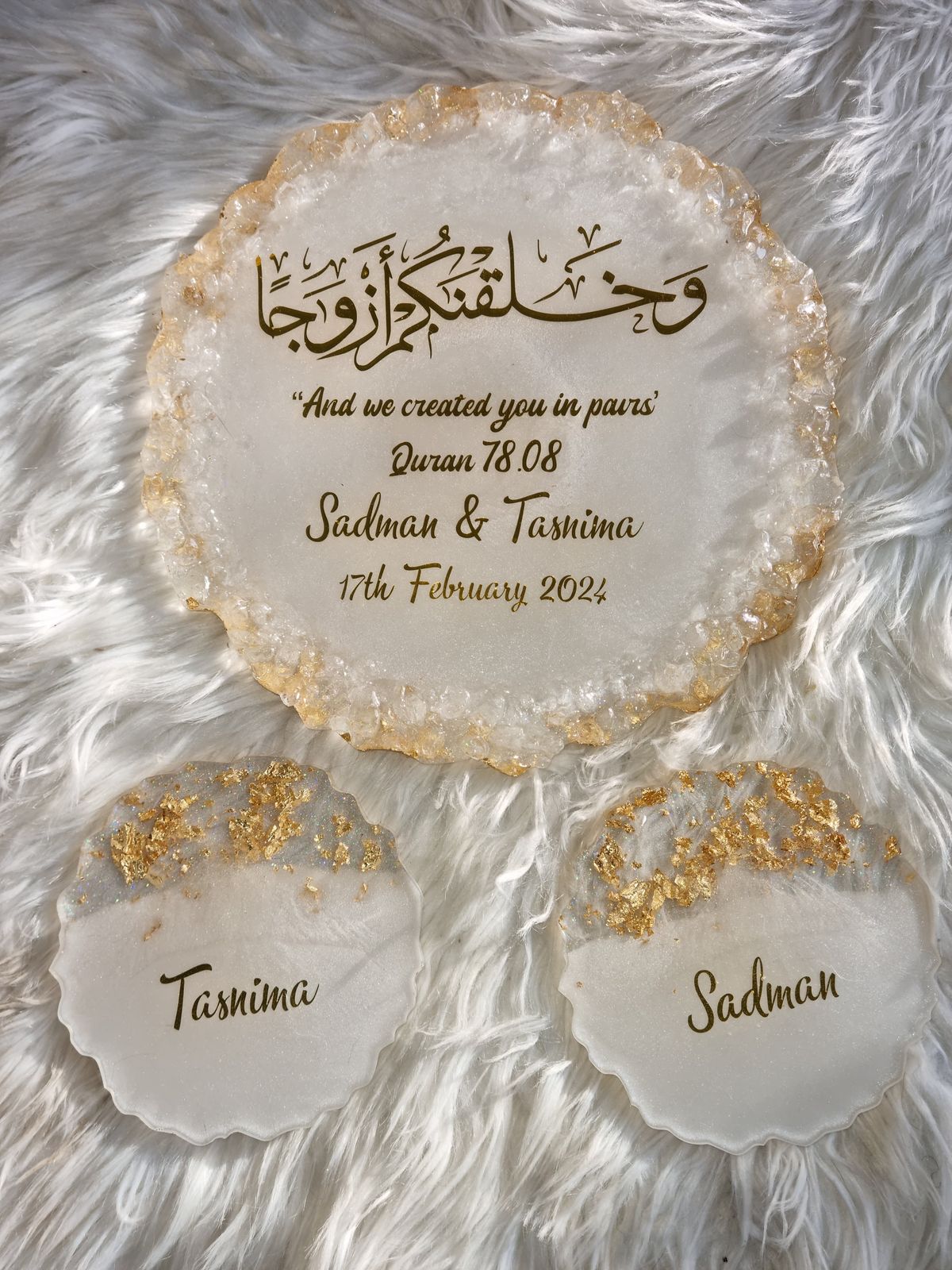 Handmade Resin Trays – Elegant Keepsake for Nikkah, Engagement &amp; Anniversaries