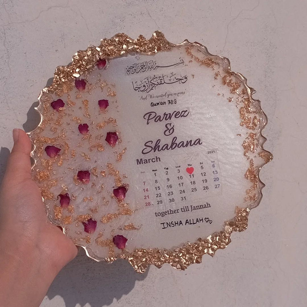 Handmade Resin Trays – Elegant Keepsake for Nikkah, Engagement &amp; Anniversaries