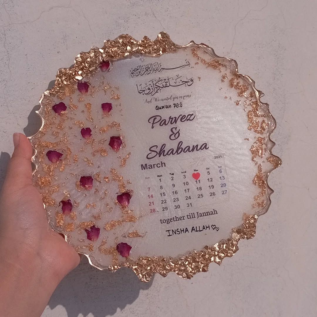 Handmade Resin Trays – Elegant Keepsake for Nikkah, Engagement &amp; Anniversaries