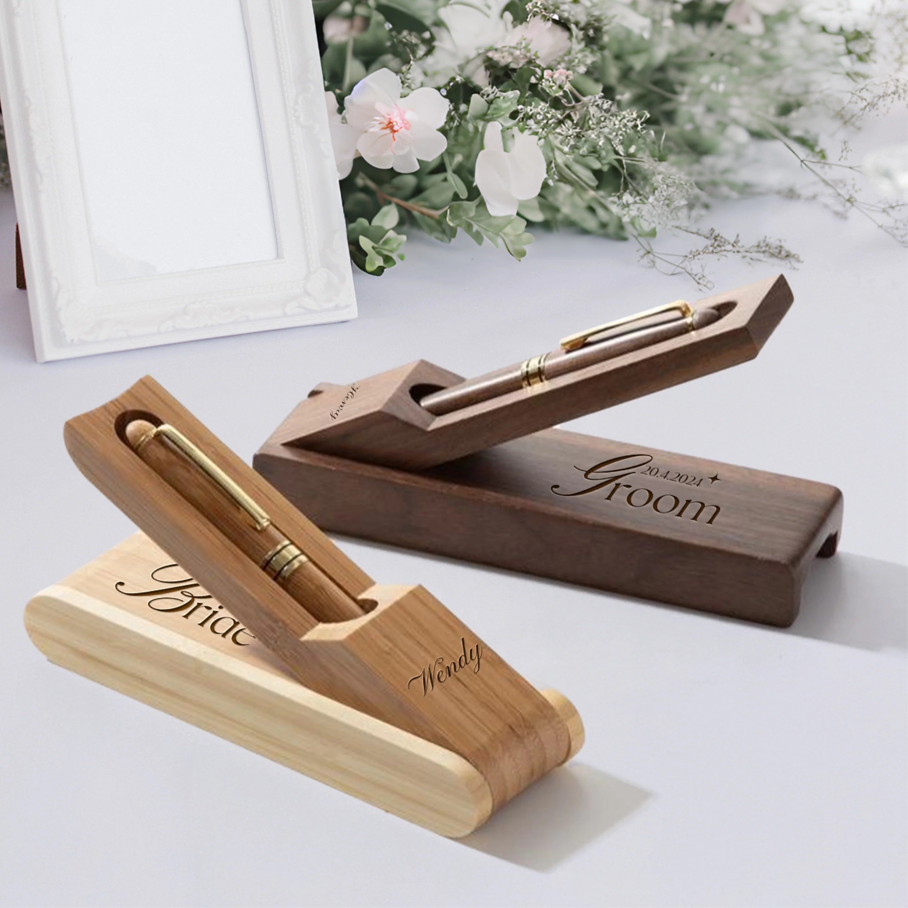 Customizable Wood Pen with Stand – Personalized