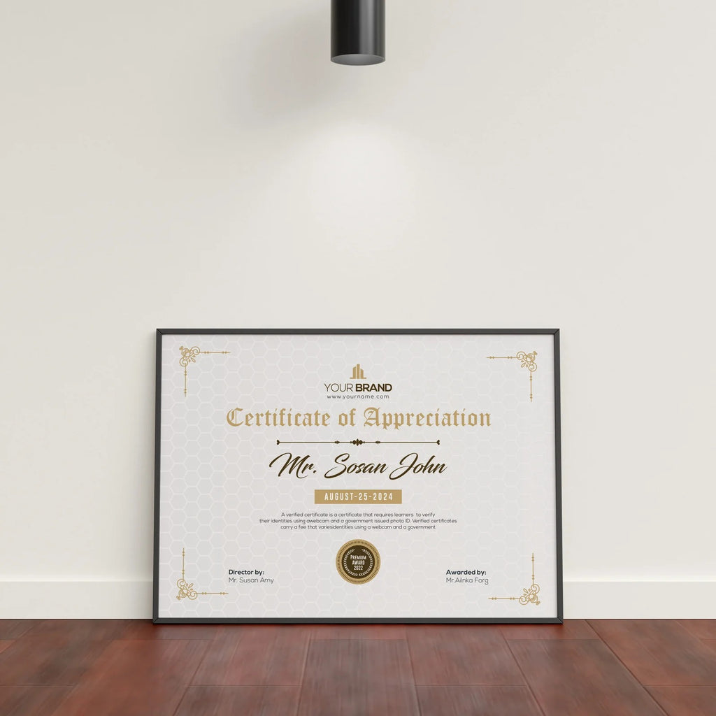 Certificate Frame – A4, Personalized