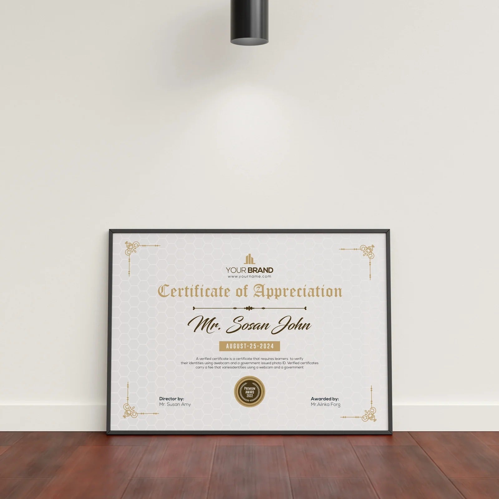 Certificate Frame – A4, Personalized