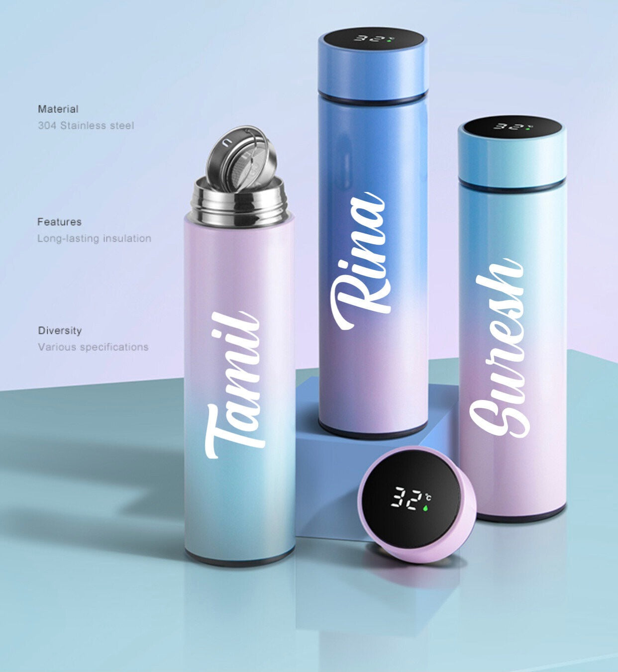 Customizable Temperature Bottle – Personalized