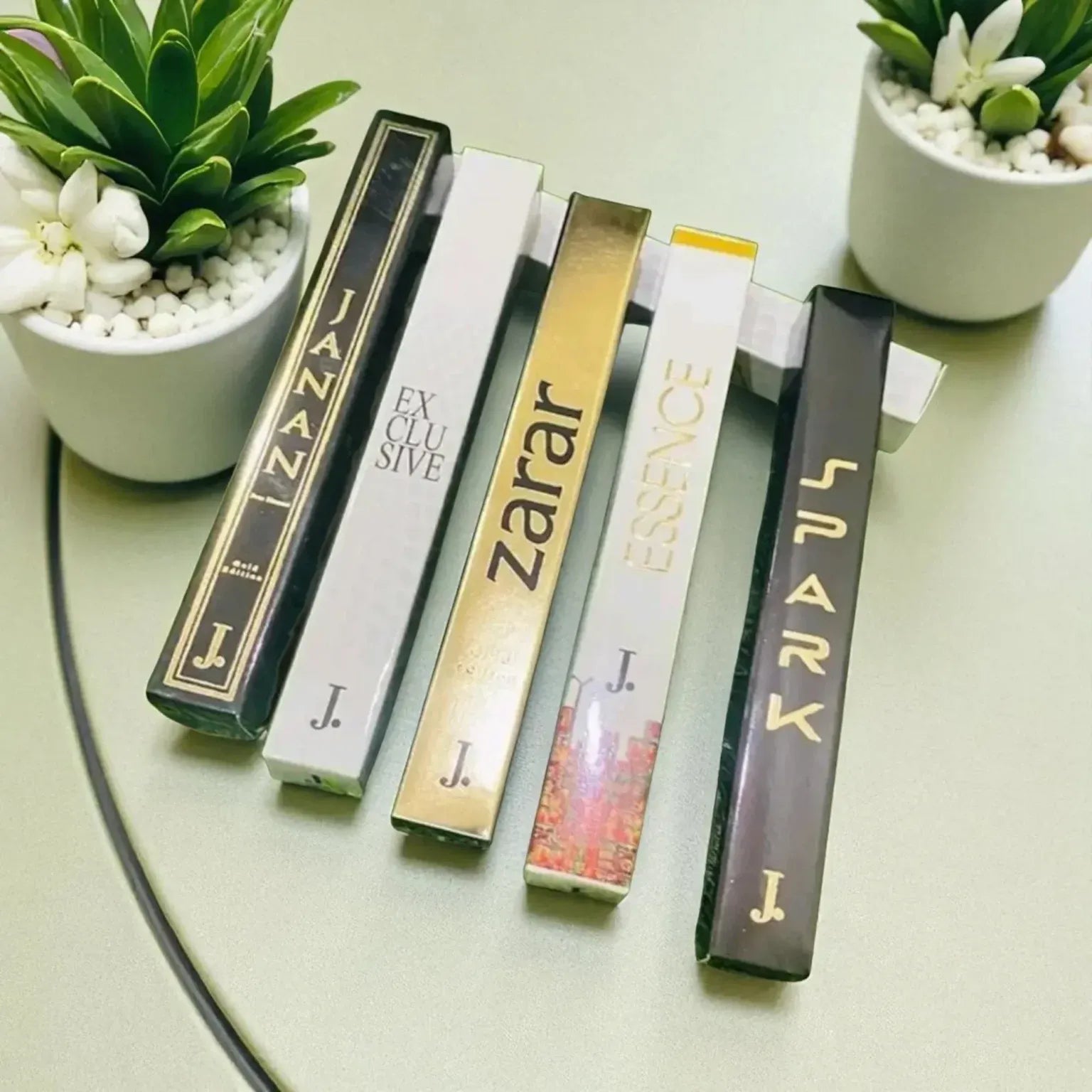 Pack of 5 Pen Perfumes – Zarar, Janan, J., Spark, J. Exclusive