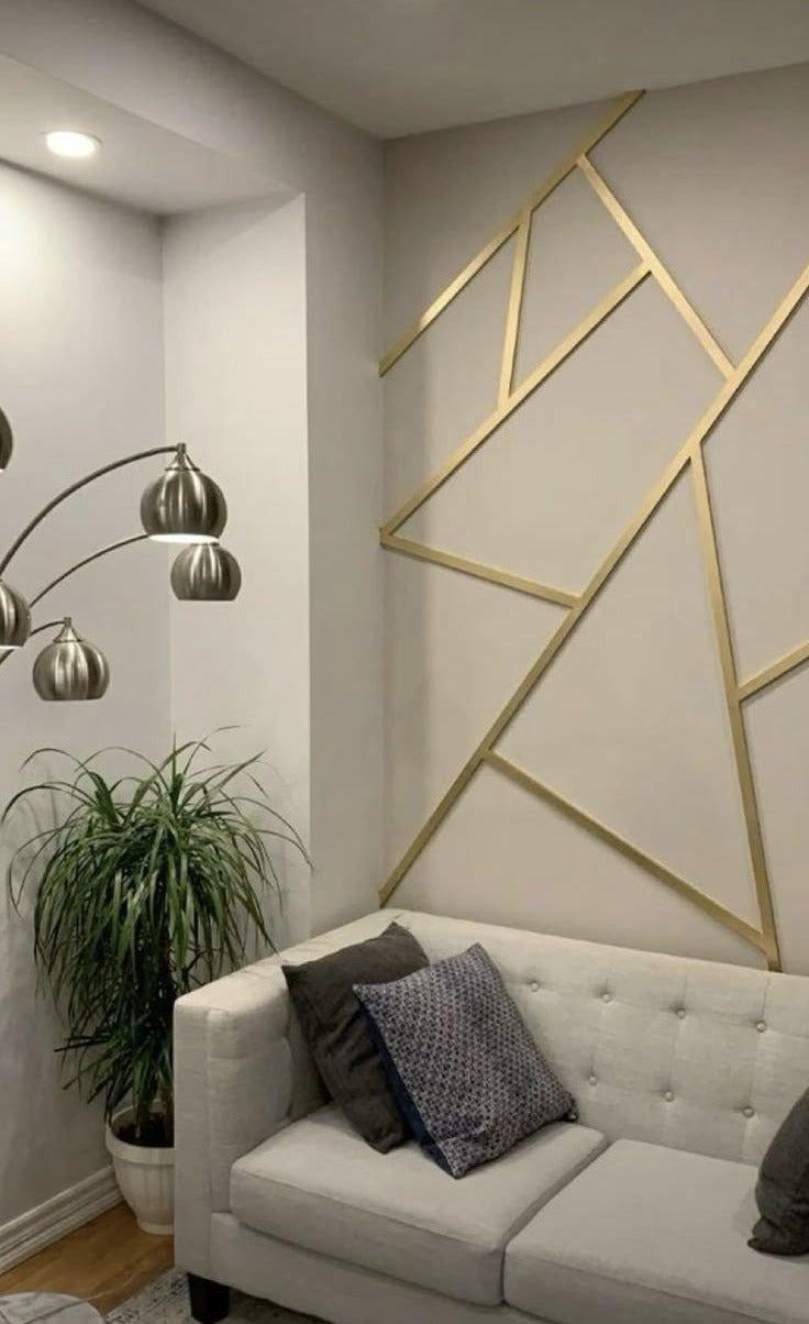 Golden Acrylic Strip Wall Decor – Decorative Wall Panel Set