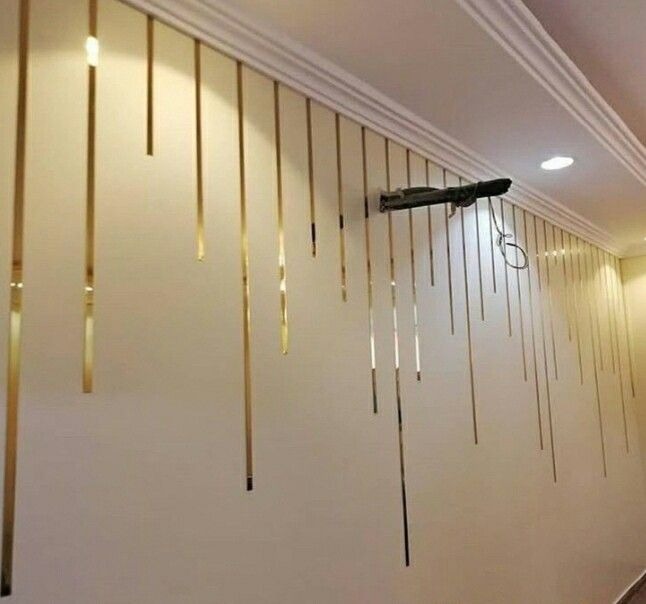 Golden Acrylic Strip Wall Decor – Decorative Wall Panel Set