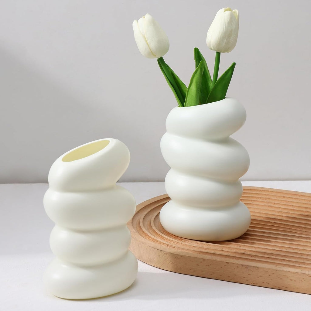 White Spiral Vase – Decorative Home Accent