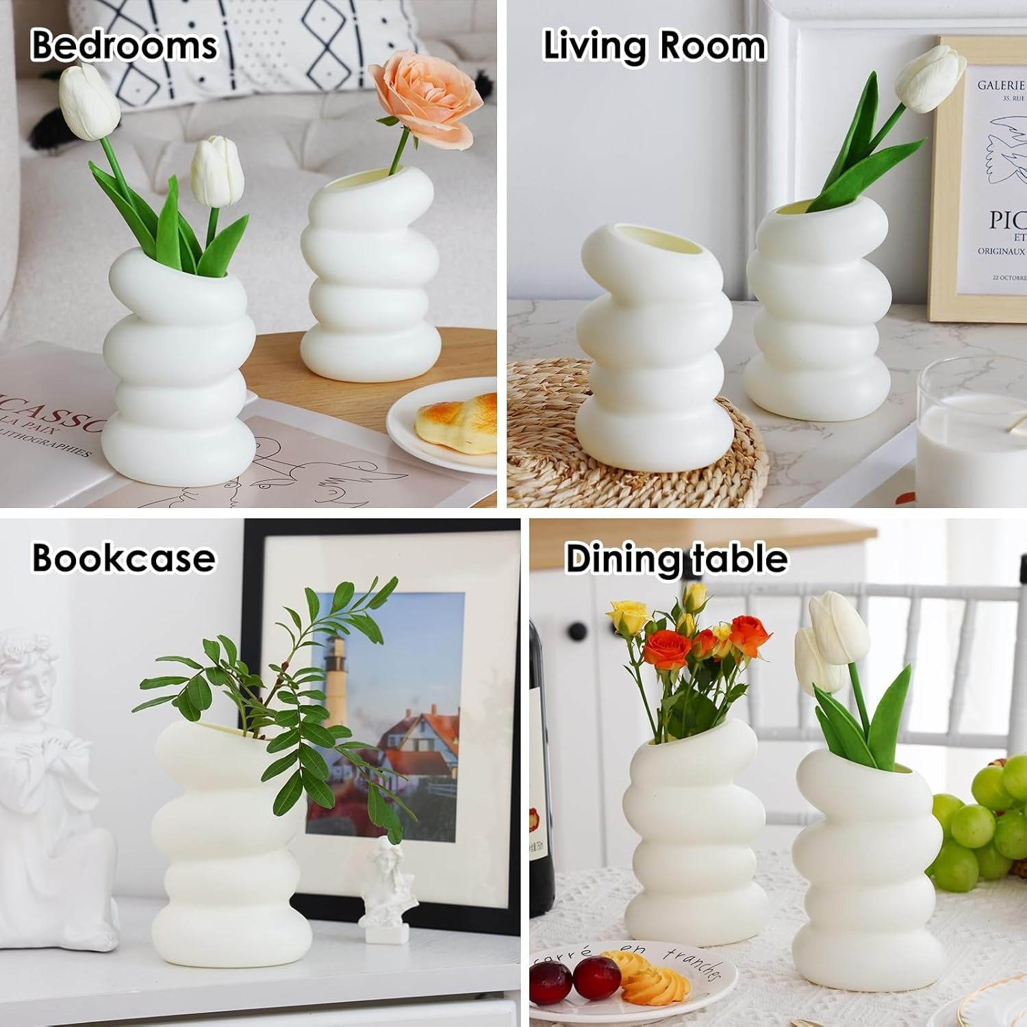White Spiral Vase – Decorative Home Accent